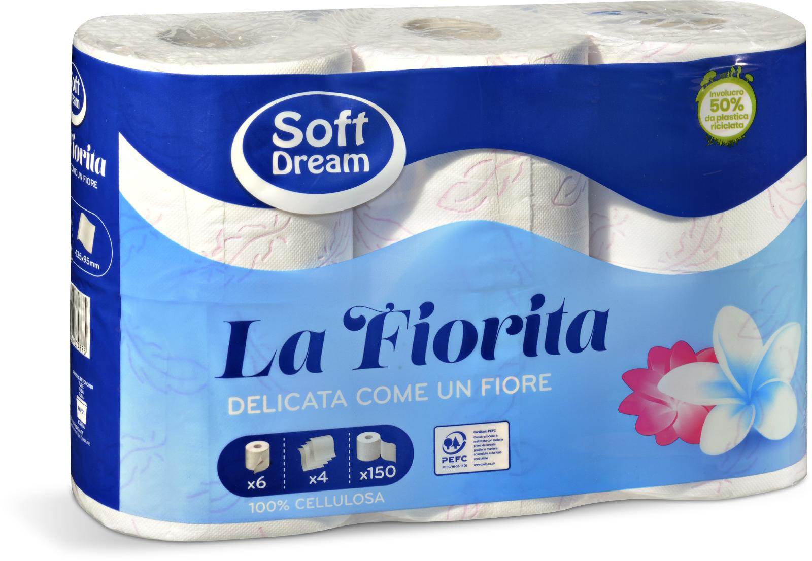TOALETNI PAPIR FIORITA 4 SLOJA, 150 LISTOVA, 
6 ROLA