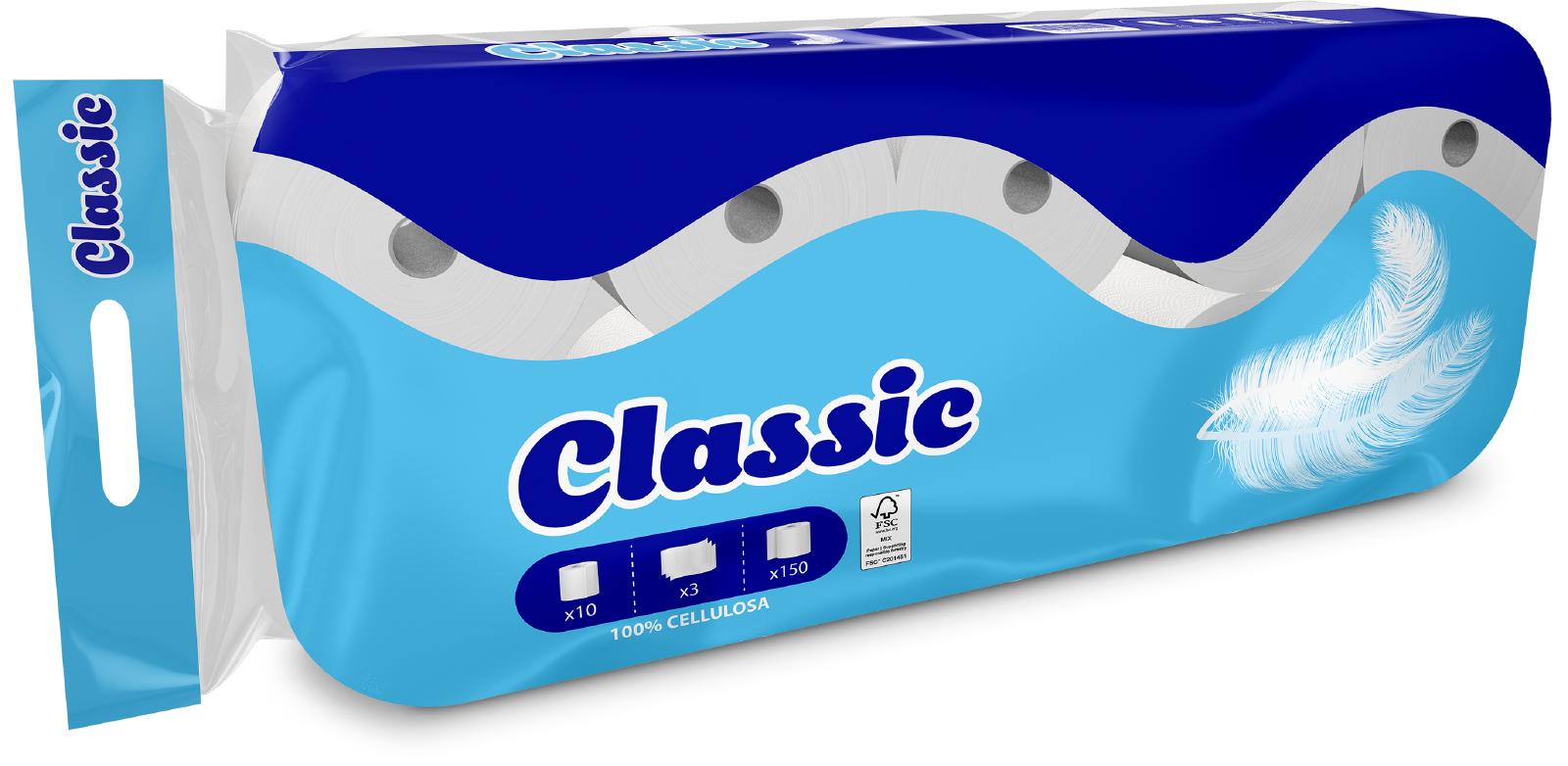 TOALETNI PAPIR
3 SLOJA, 150 LISTOVA,
10 ROLA